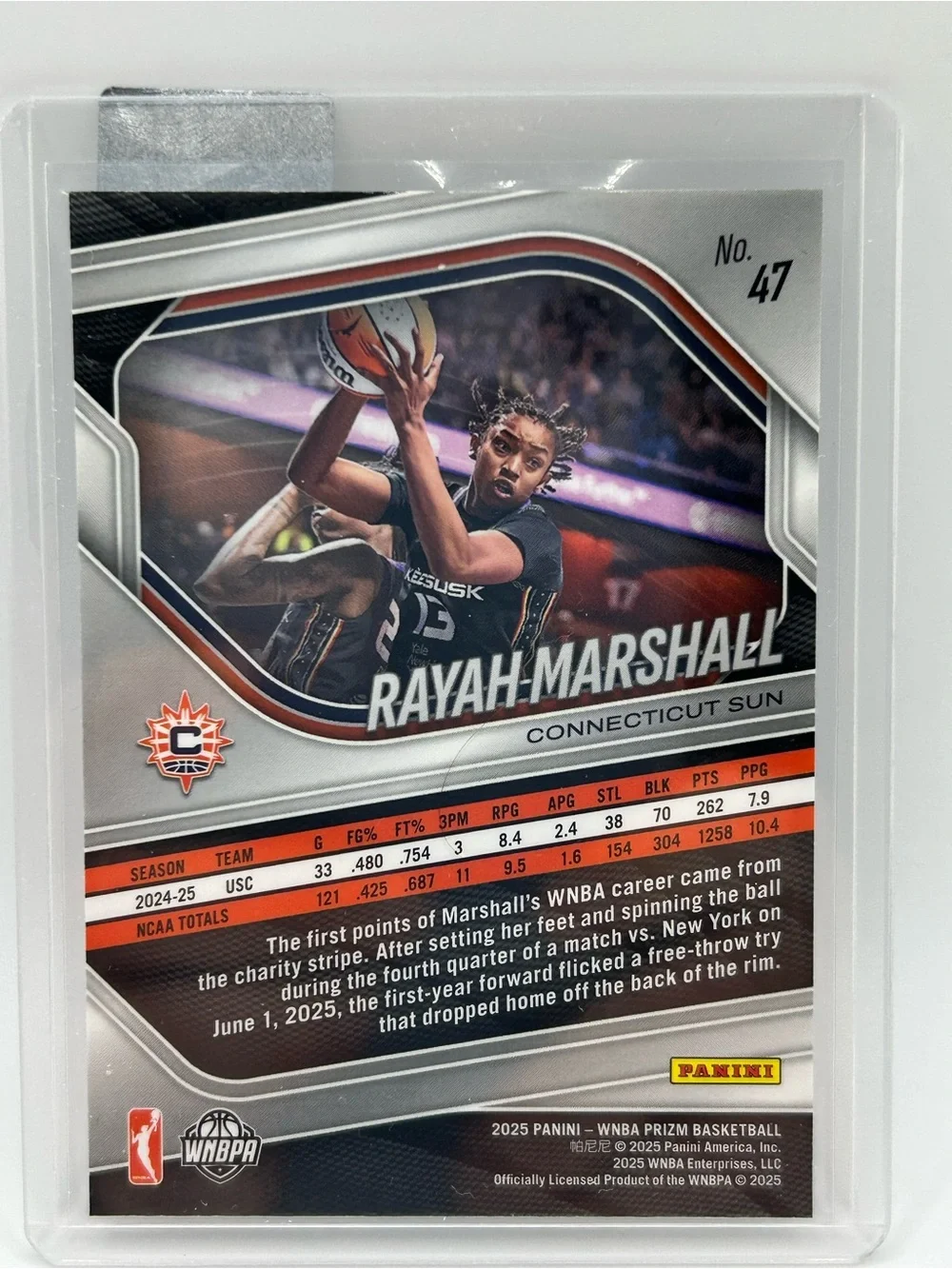 Rayah Marshall Connecticut Sun Prism Rookie Basketball Card *top damaged 🏀 WNBA